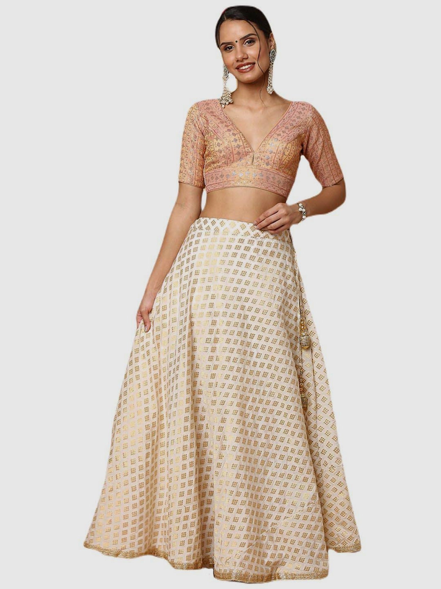 Salwar Studio Rose Gold Embroidered Readymade Blouse