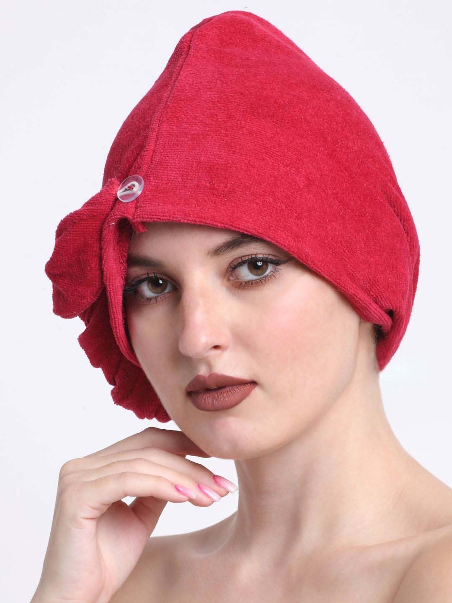 Creeva Luxury Red Cotton 380 GSM Hair Wrap