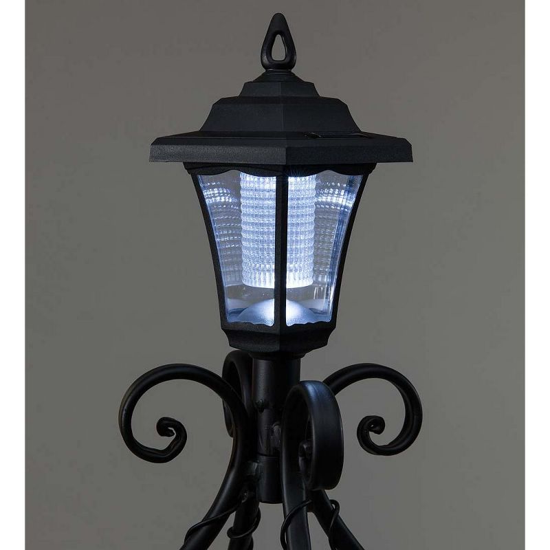 Wind & Weather Black Wrought Iron Plant Stand with Solar Light