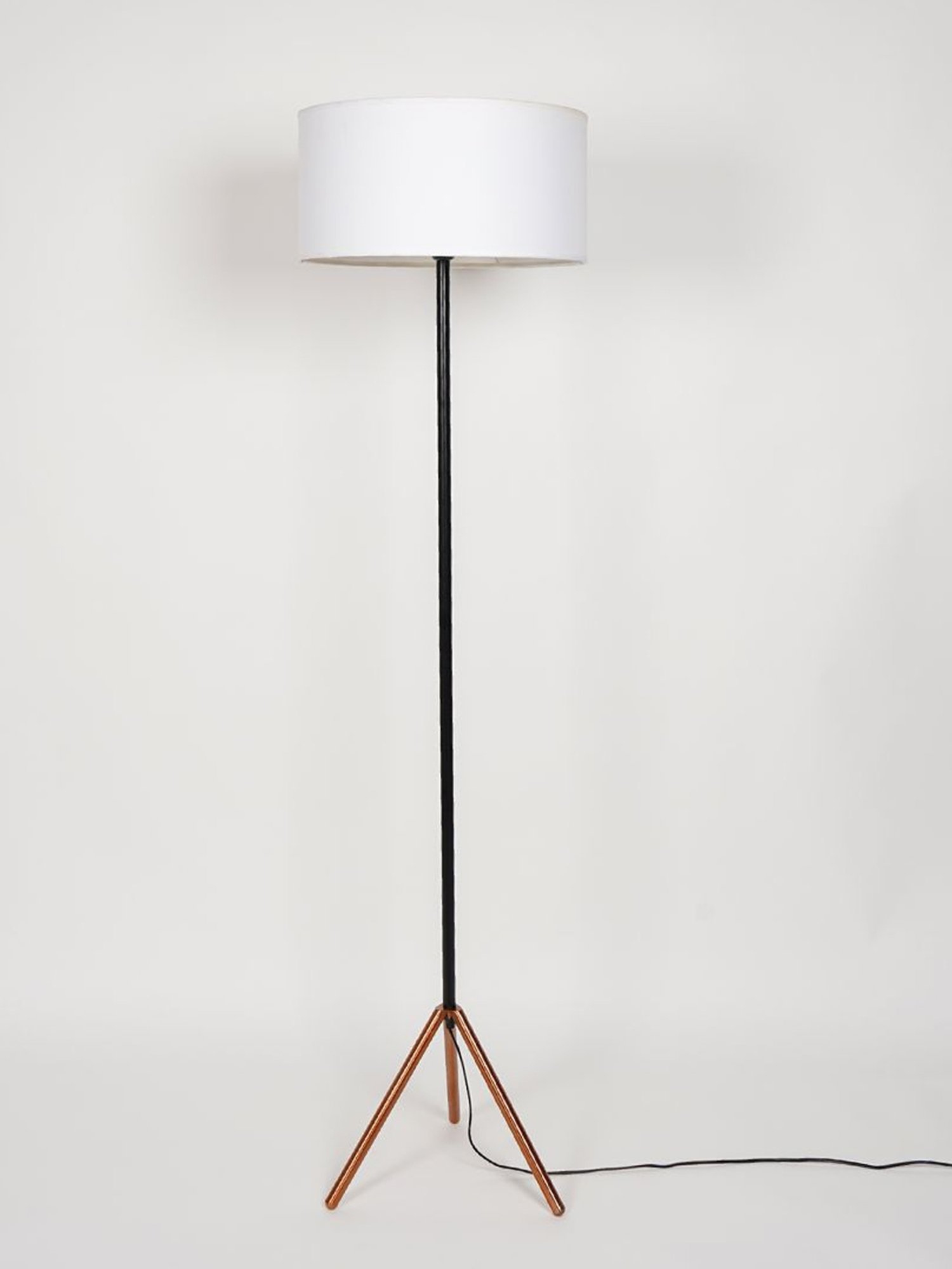 Kapoor Lamp Shades Black & White Metal Mizuko Cotton Shade Floor Lamp