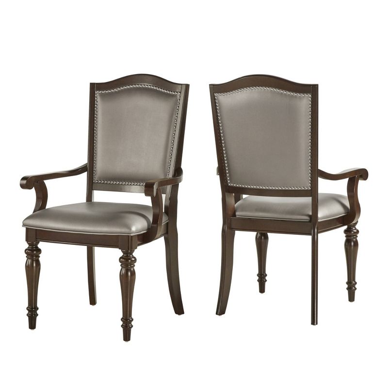 Set of 2 Marist Nailhead Accent Dining Armchairs Silver - Inspire Q