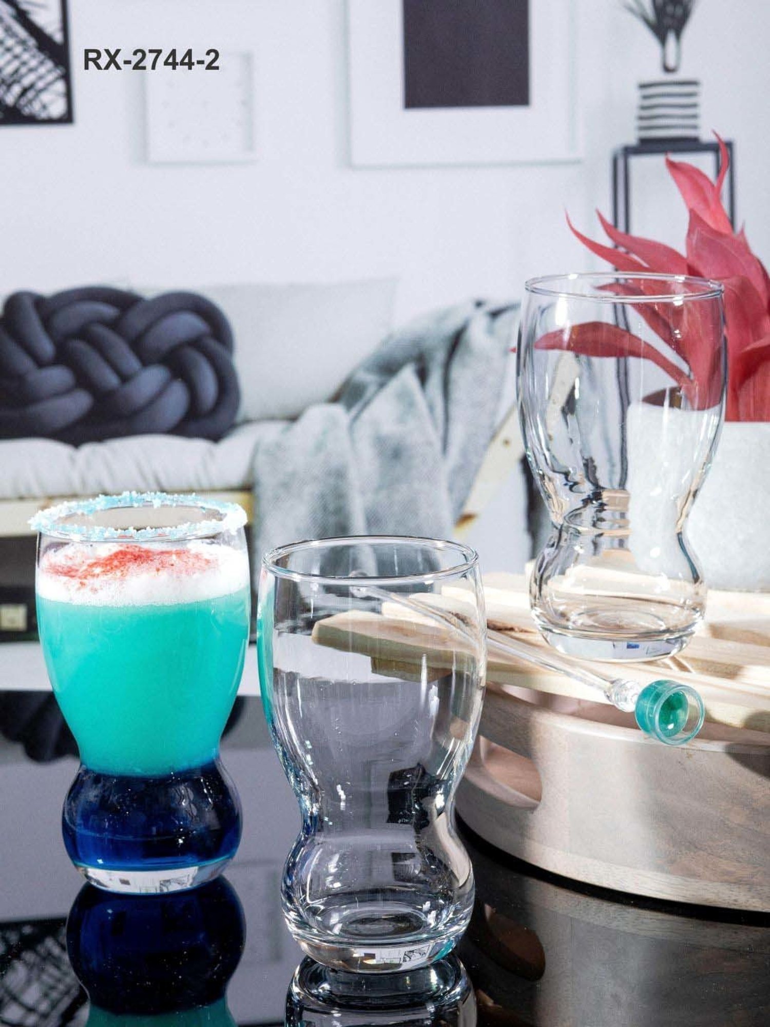 ROXX Fountain Transparent Glass Tumbler (0.365 L) - Set of 12