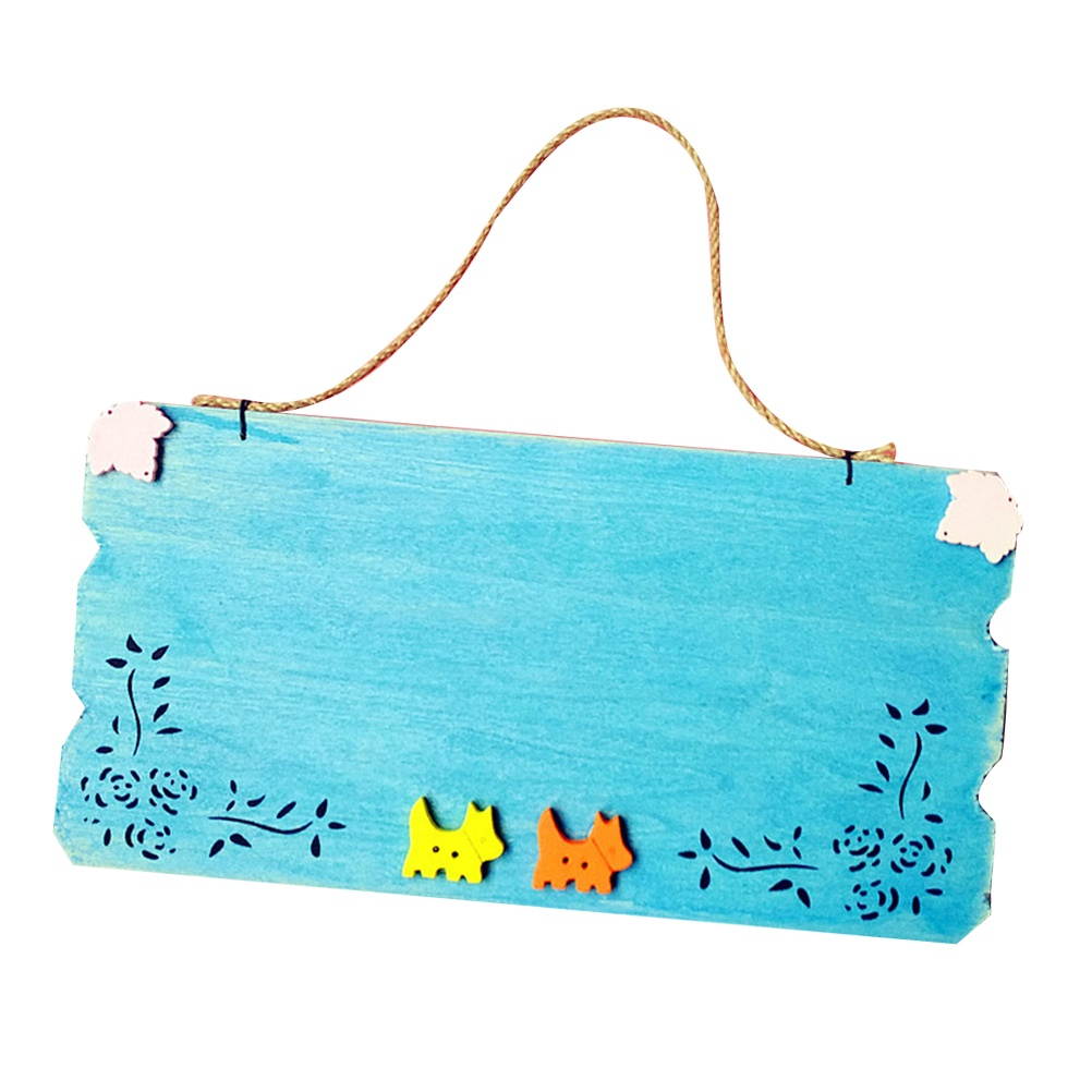 Creative DIY Blank Doorplate Plaque Wooden Hanging Door Sign Board for Home Cafe Shop Store Decor (Sky-blue)