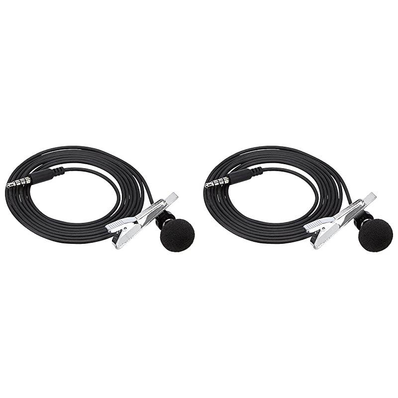 Basics Lapel Microphone Omnidirectional Mic Silver 2Pack