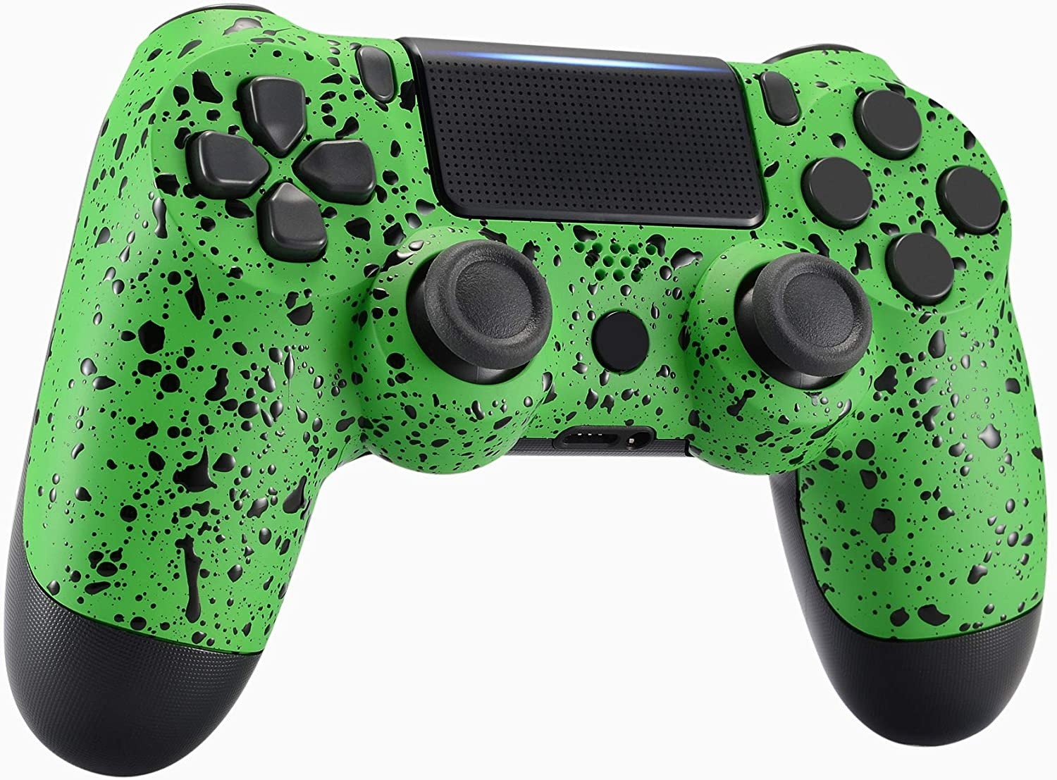 eXtremeRate Textured Green Faceplate Cover, 3D Splashing Front Housing Shell for Playstation 4 PS4 Slim PS4 Pro Controller (CUH-ZCT2 JDM-040/050/055) - Controller NOT Included