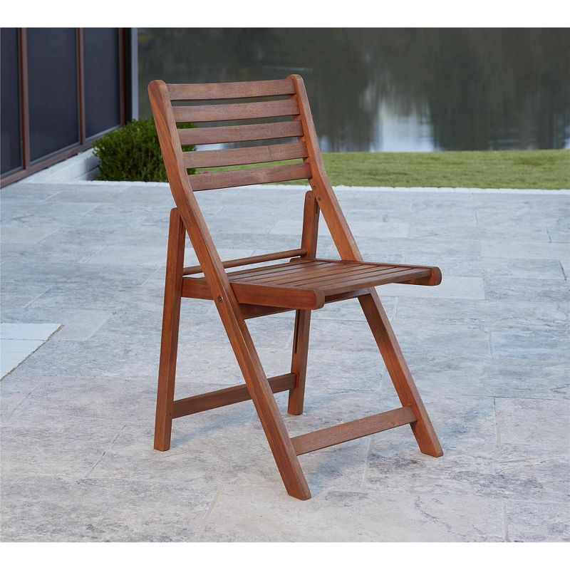 5pc Acacia Wood Folding Outdoor Dining Set with Chair Storage - Room & Joy