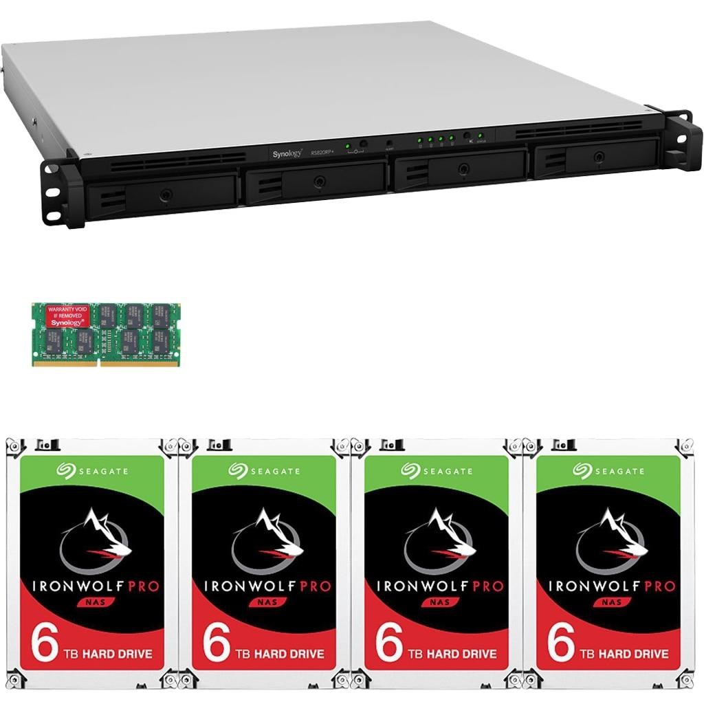 Synology RS820RP+ 4-Bay RackStation NAS with 18GB RAM 24TB (4x6TB) of Seagate Ironwolf PRO NAS Drives Fully Assembled Tested By CustomTechSales
