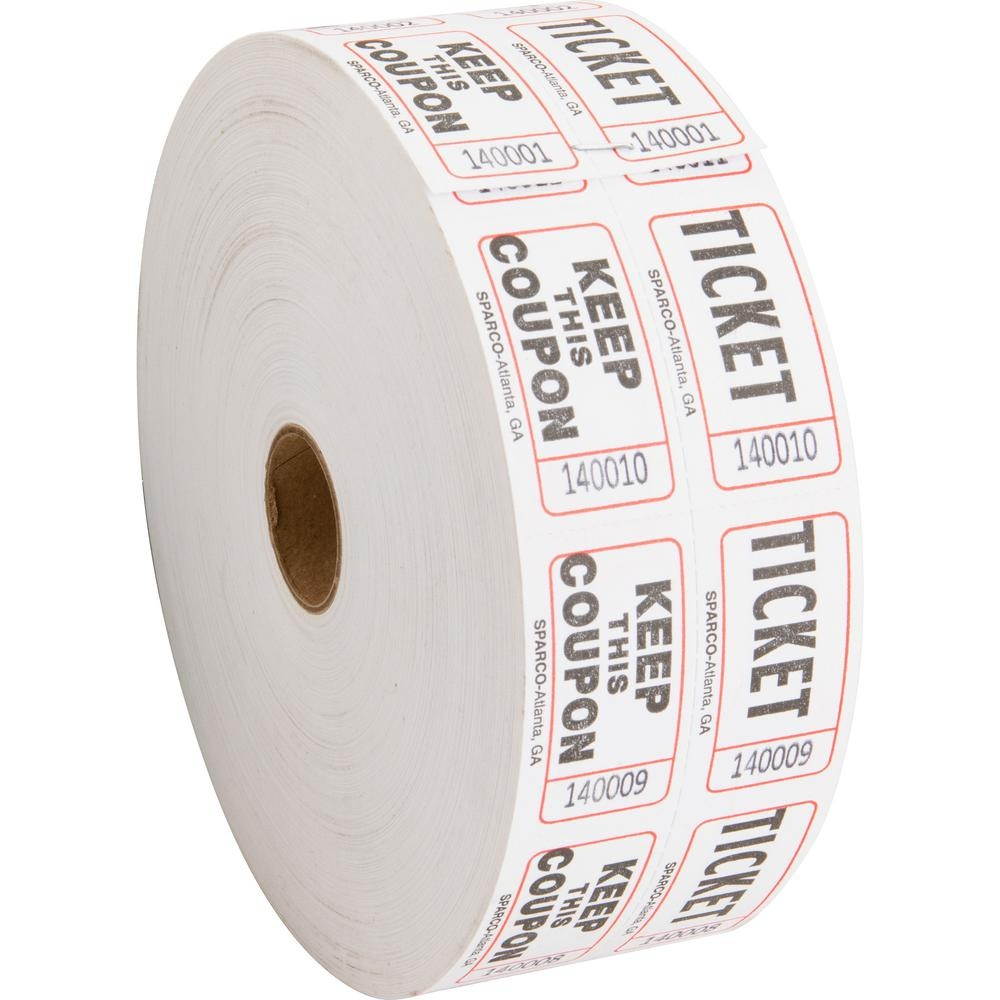 Sparco Ticket Roll Double w/Coupon 2000/RL White 99210
