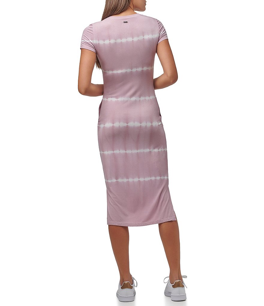 Marc New York Tie Dye Jewel Neck Side Pocket Midi Dress