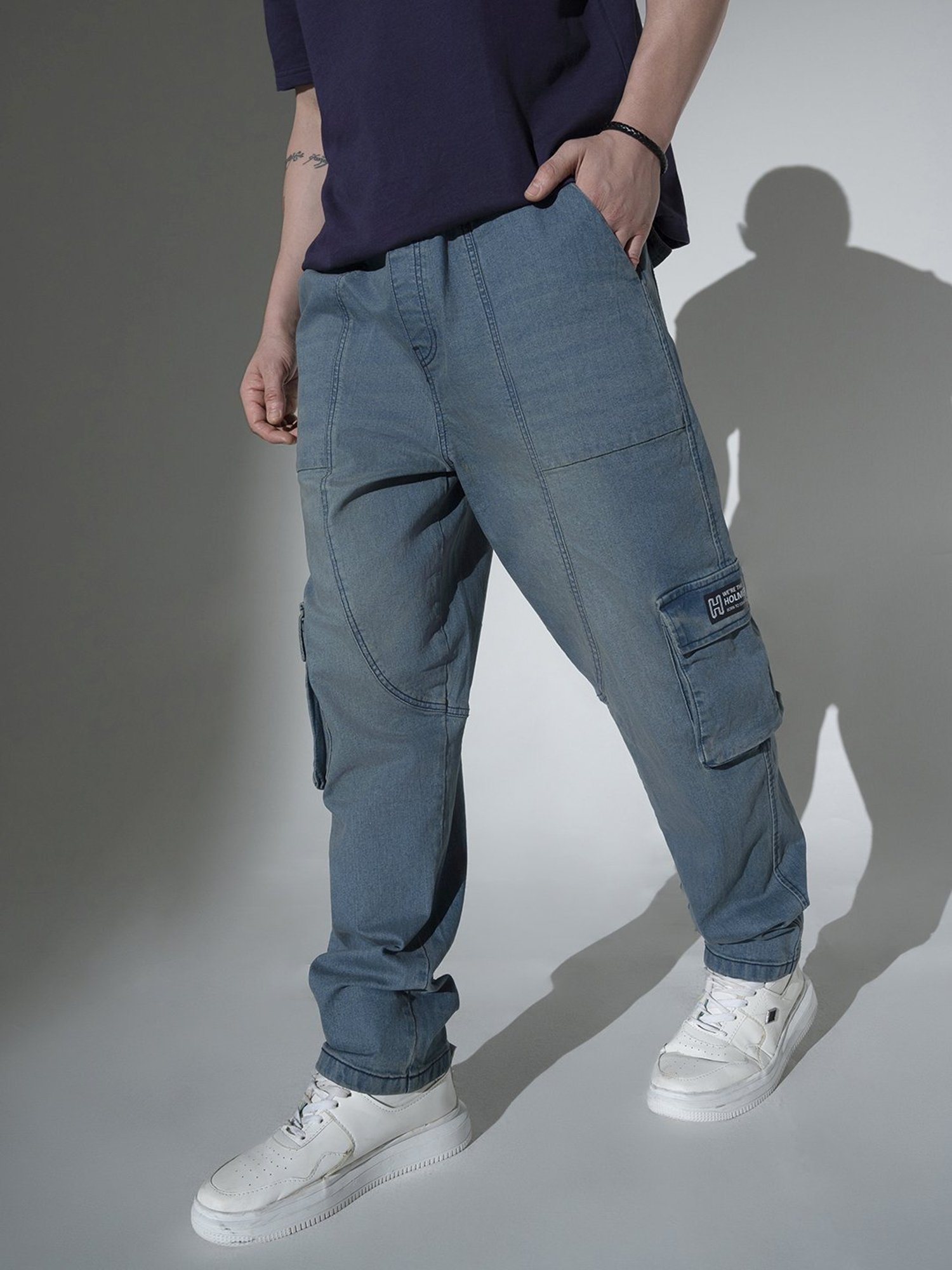 Hubberholme Blue Relaxed Fit Cargo Jeans