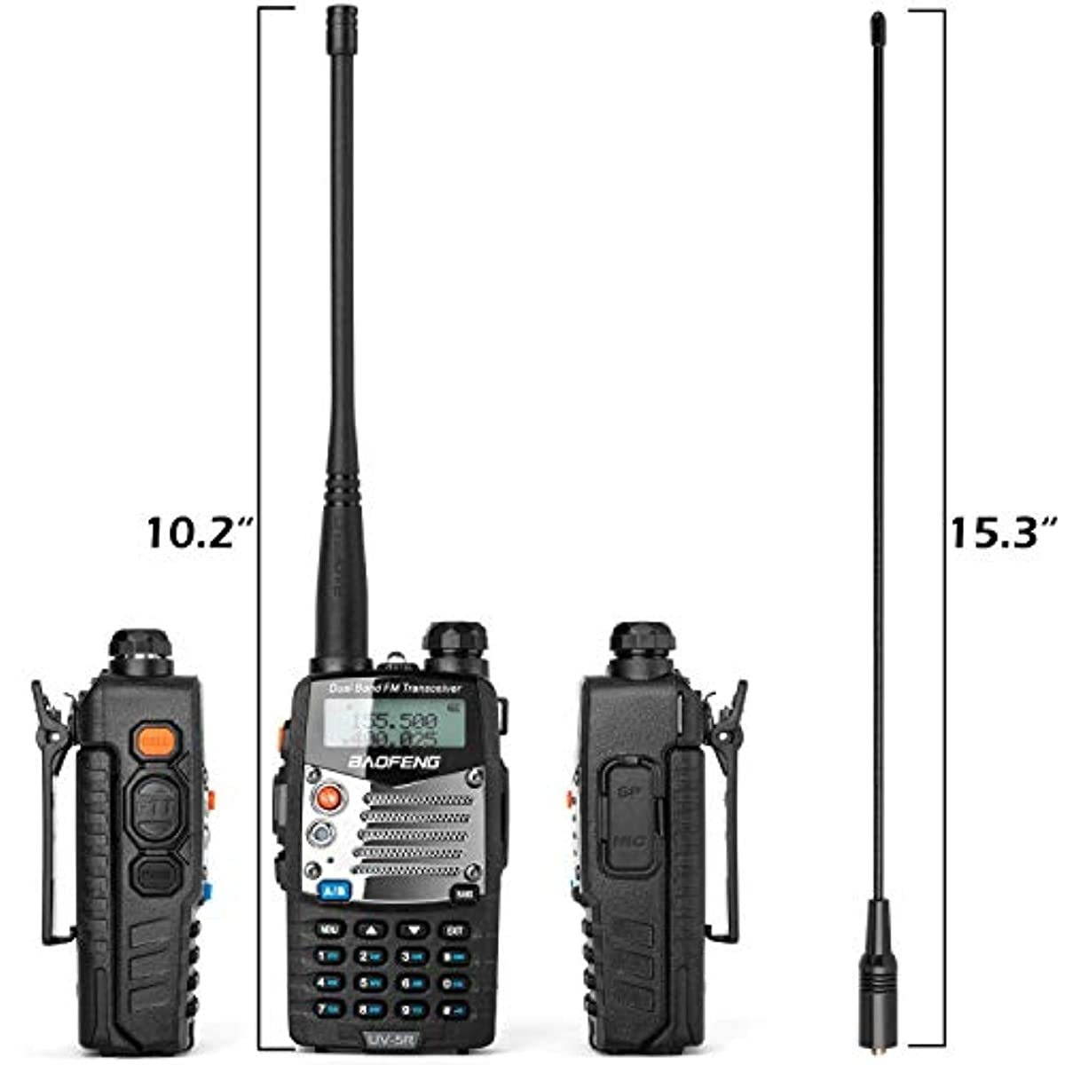 BaoFeng (UV-5R Pro) Ham Radio Handheld Walkie Talkies UHF VHF Dual Band 2-Way Radio Full Kit with an Extra 3800mAh Battery, Earpiece and Programming Cable (1 Pack)