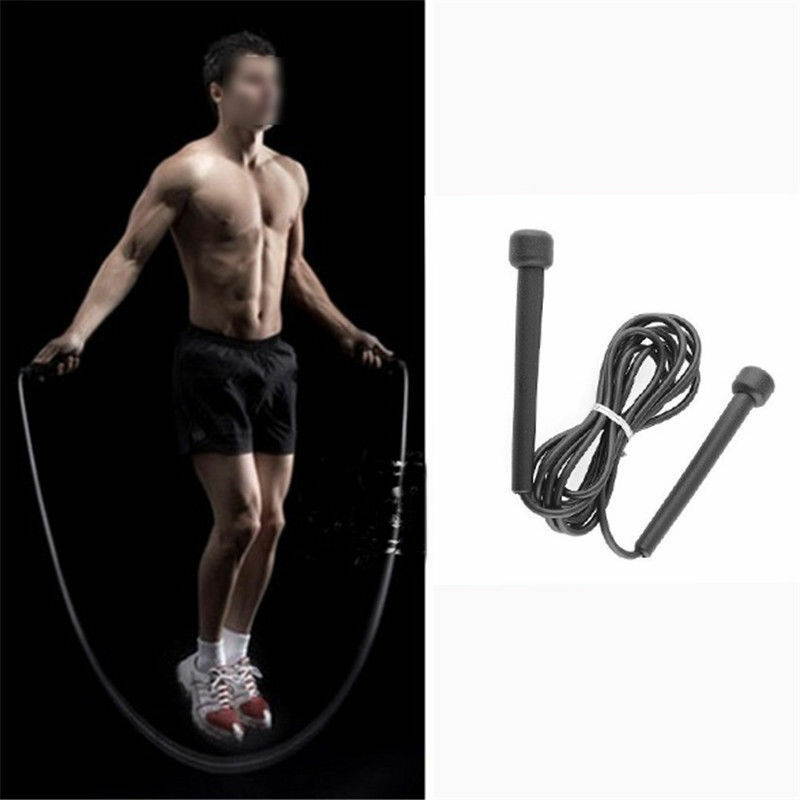 Black 2.7m 9ft Plastic Handle Speed Skipping Jump Rope Boxing Exercise Jumping