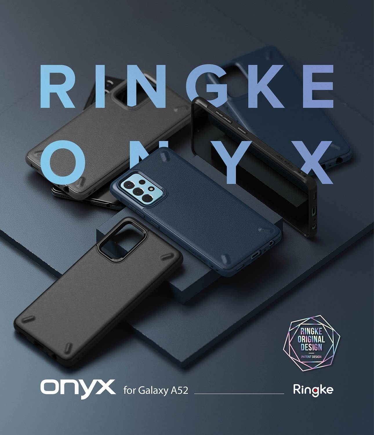 Ringke Onyx Compatible with Samsung Galaxy A52 4G, Galaxy A52 5G Case, Shockproof Rugged TPU Cover - Navy