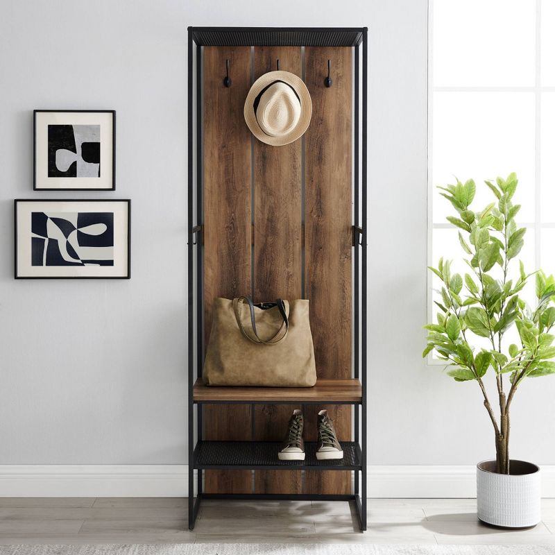 68" 7 Hook Urban Coastal Storage Hall Tree Reclaimed Barnwood - Saracina Home