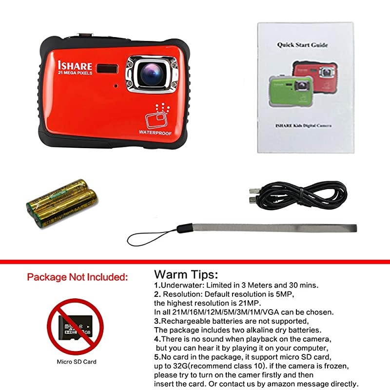 Waterproof Kids Camera, 21MP HD Underwater Digital Camera for Kids with 2.0" LCD, 8X Digital Zoom, Flash and Mic for Girls/Boys (RED)&hellip;&hellip;