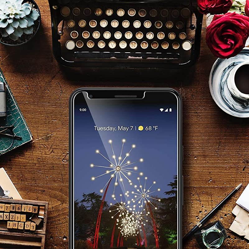 3 Pack Screen Protector Compatible with Google Pixel 3a Tempered Glass, HD Transparent, Easy Frame Installation, Case Friendly