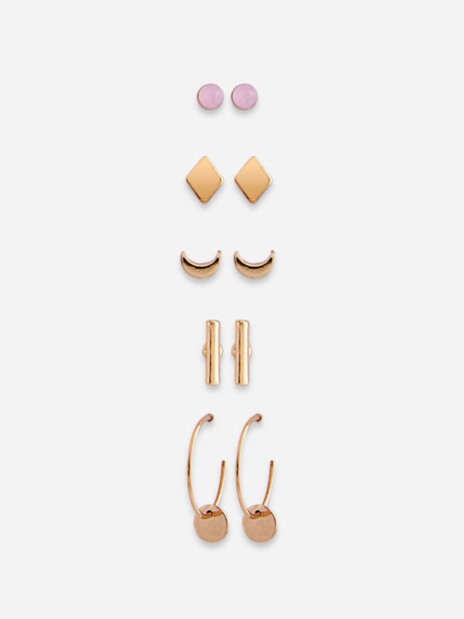 ToniQ Golden Stud and Drop Earrings Jewellery - Set of 25