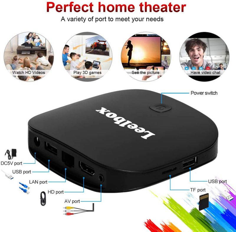 TV BOX Android - Android TV Box,Leelbox Q2 PRO Smart TV Box Full HD / 3D / 4K/H.265 / 2.4G Wi-Fi/2 Porte USB, Box Android
