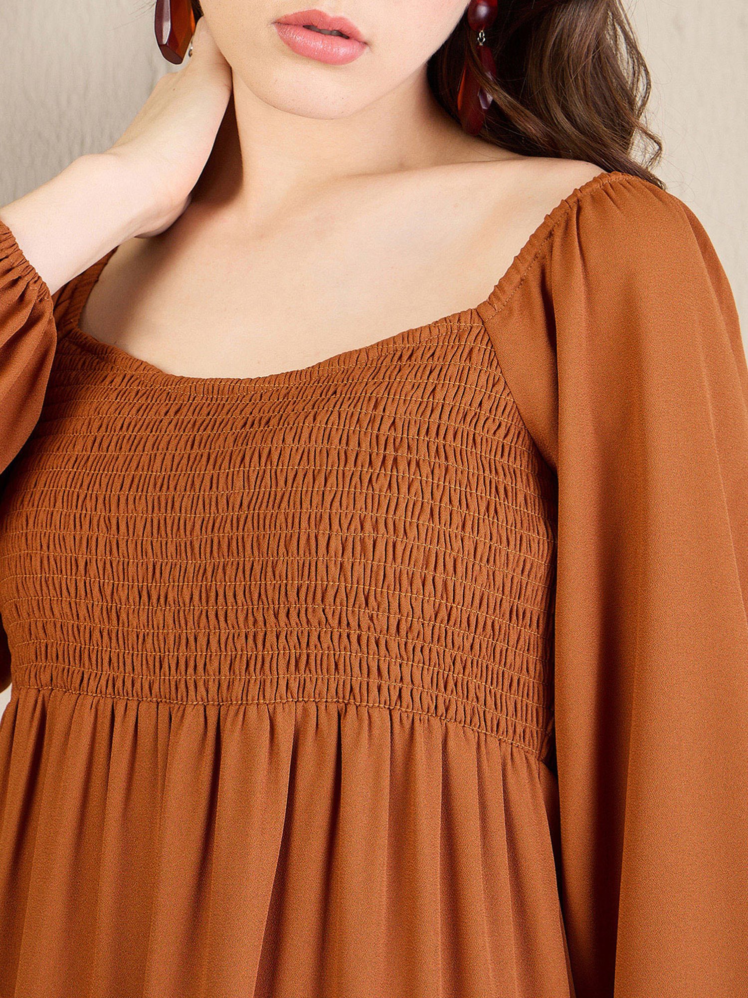 Magre Rust Fit & Flare Dress
