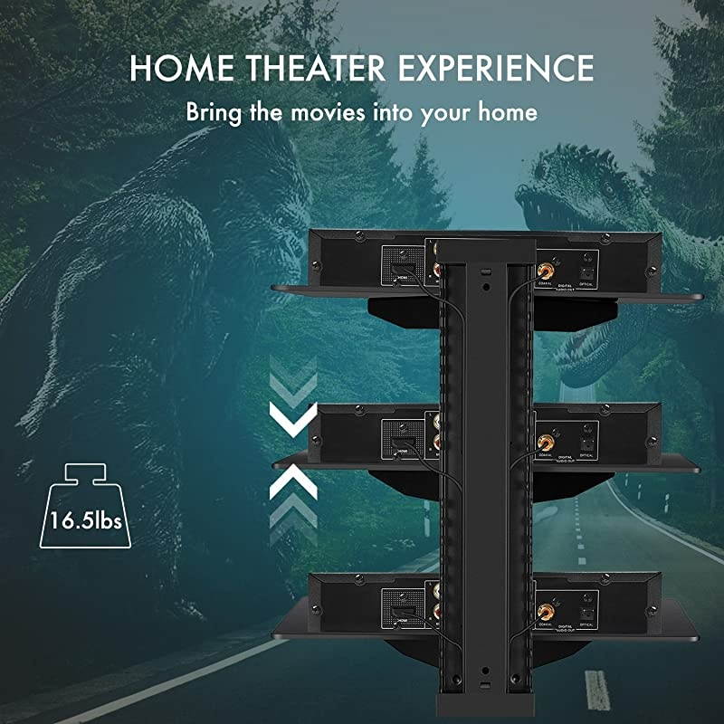 Floating Wall Mounted Shelf AV Mount Shelf Holds up to 165lbs DVD DVR Component Shelf with Strengthened Tempered Glass Perfect for DVD Players TV Box and Cable Box by