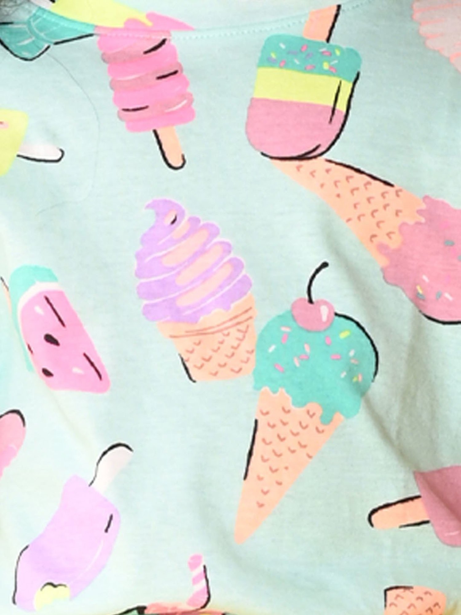 Anthrilo Kids Aqua Blue & Peach Cotton Printed T-Shirt Set