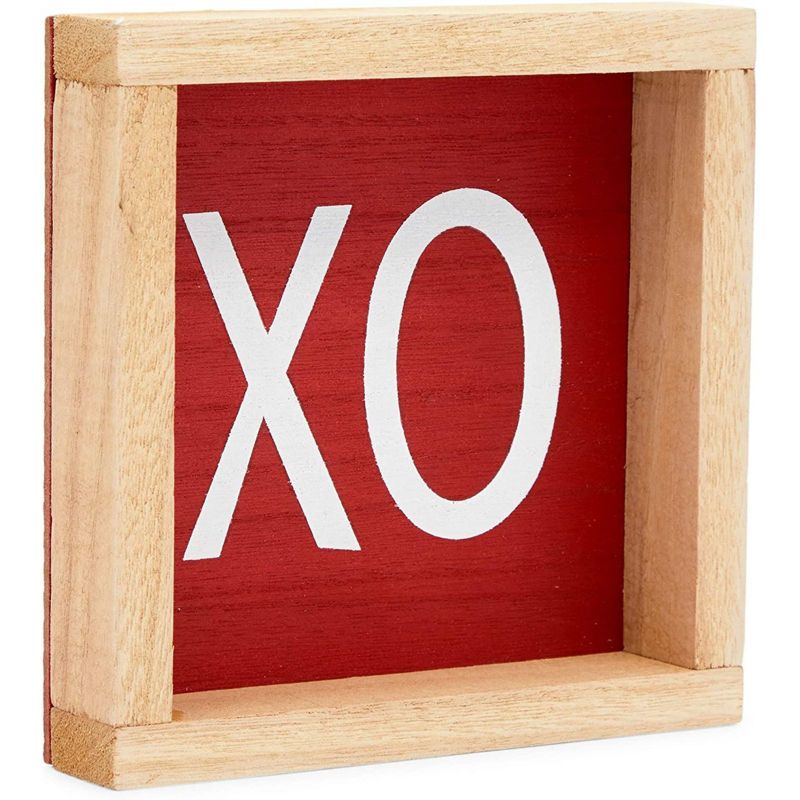 Farmlyn Creek 3 Pieces Wood Blocks Set for Valentine's Day Decor, XOXO, Hearts, Be Mine (6 x 6 in)
