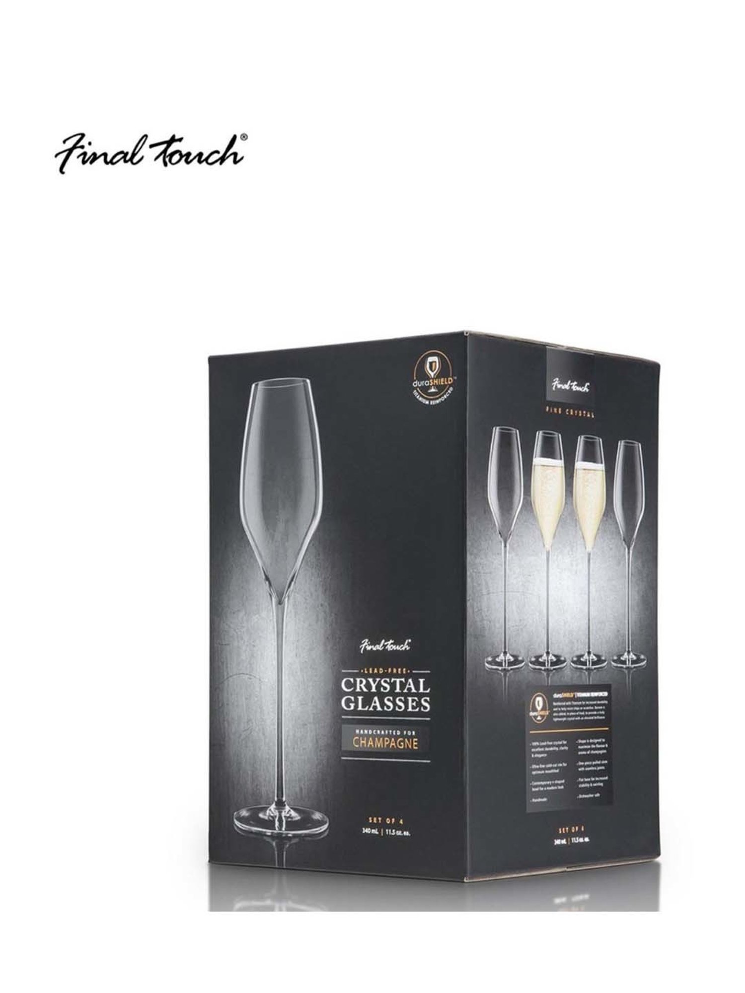 Final Touch 4-Piece Transparent Champagne Glass Set