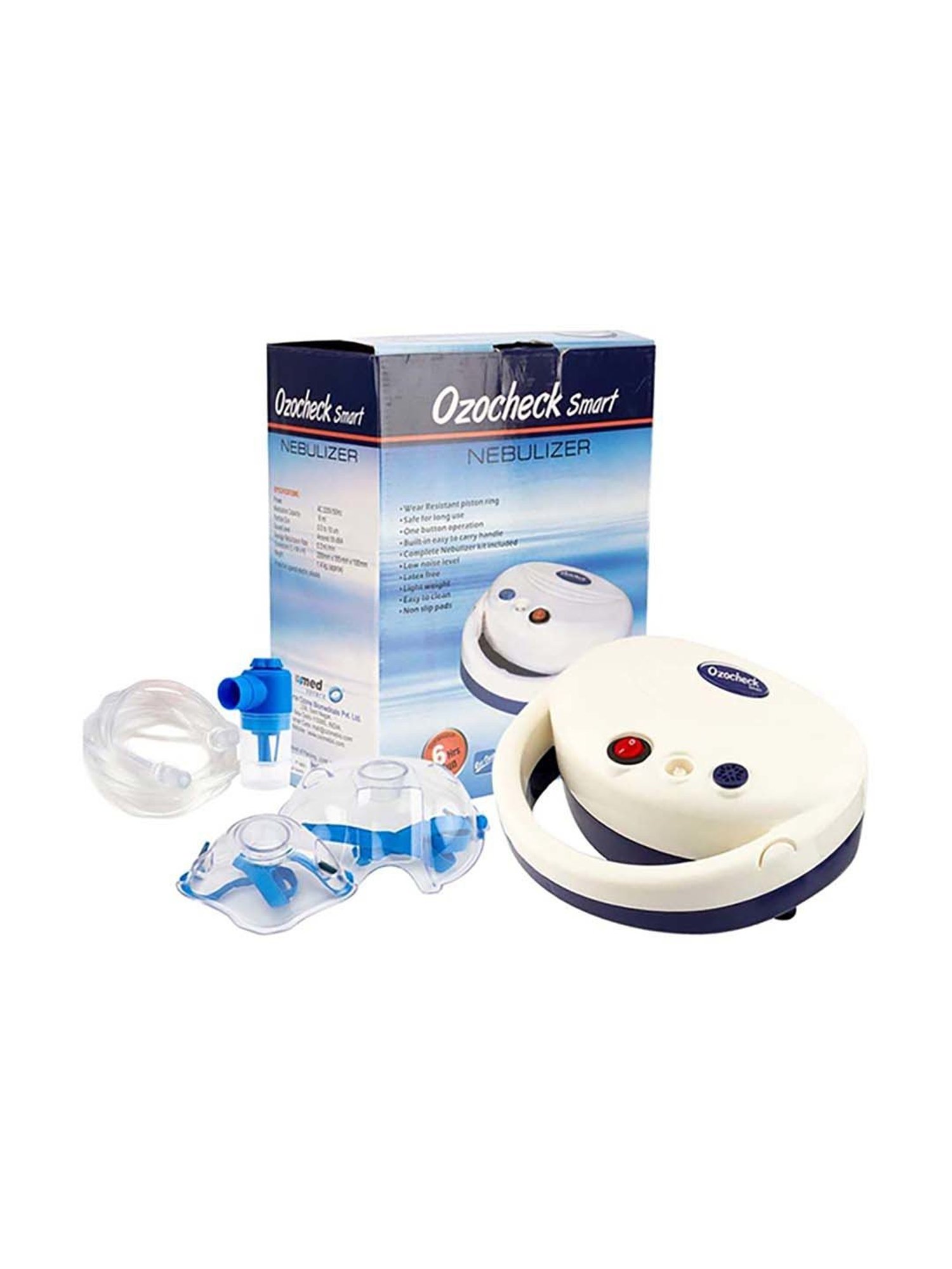 Ozocheck Smart Compressor Nebulizer Machine with Child & Adult Mask (White)