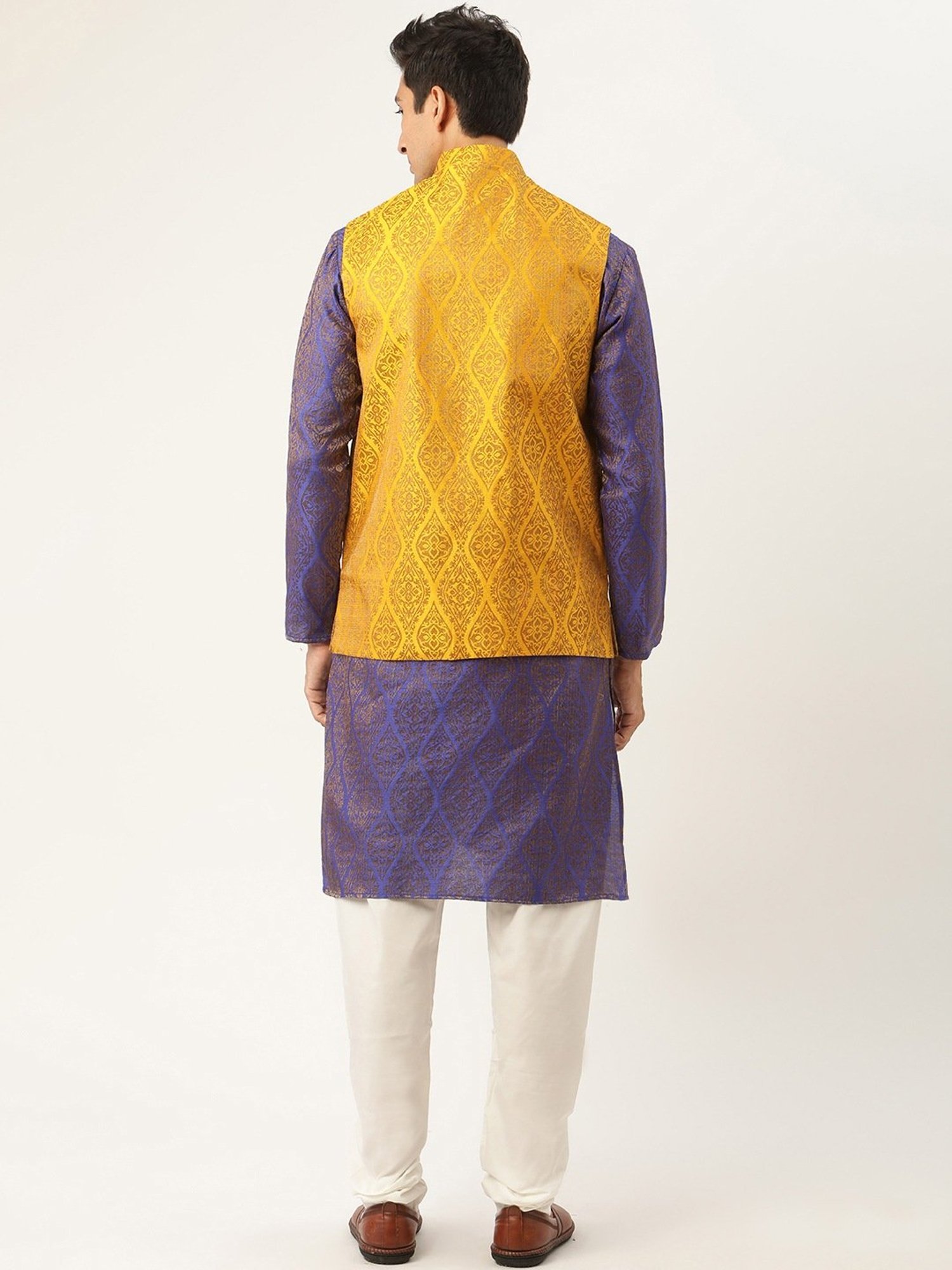 Sojanya Purple Regular Fit Self Pattern Kurta Set With Jacket