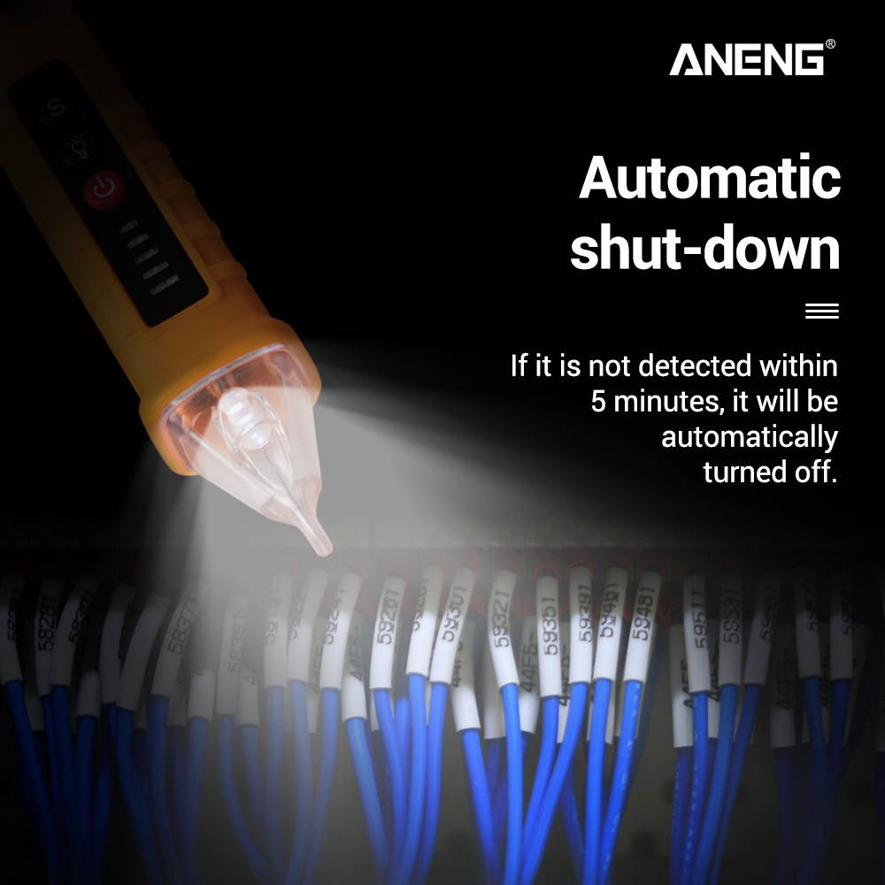 ANENG VD802 Non-contact AC Voltage Detector Tester Meter 12V-1000v Pen Style Electric Indicator LED Outlet Voltage Dectetor Sensor Wit