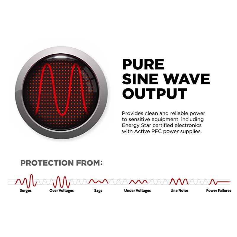 PR1000LCDRM1U Smart App Sinewave UPS System, 1000VA/750W, 6 Outlets, AVR, 1U Rackmount