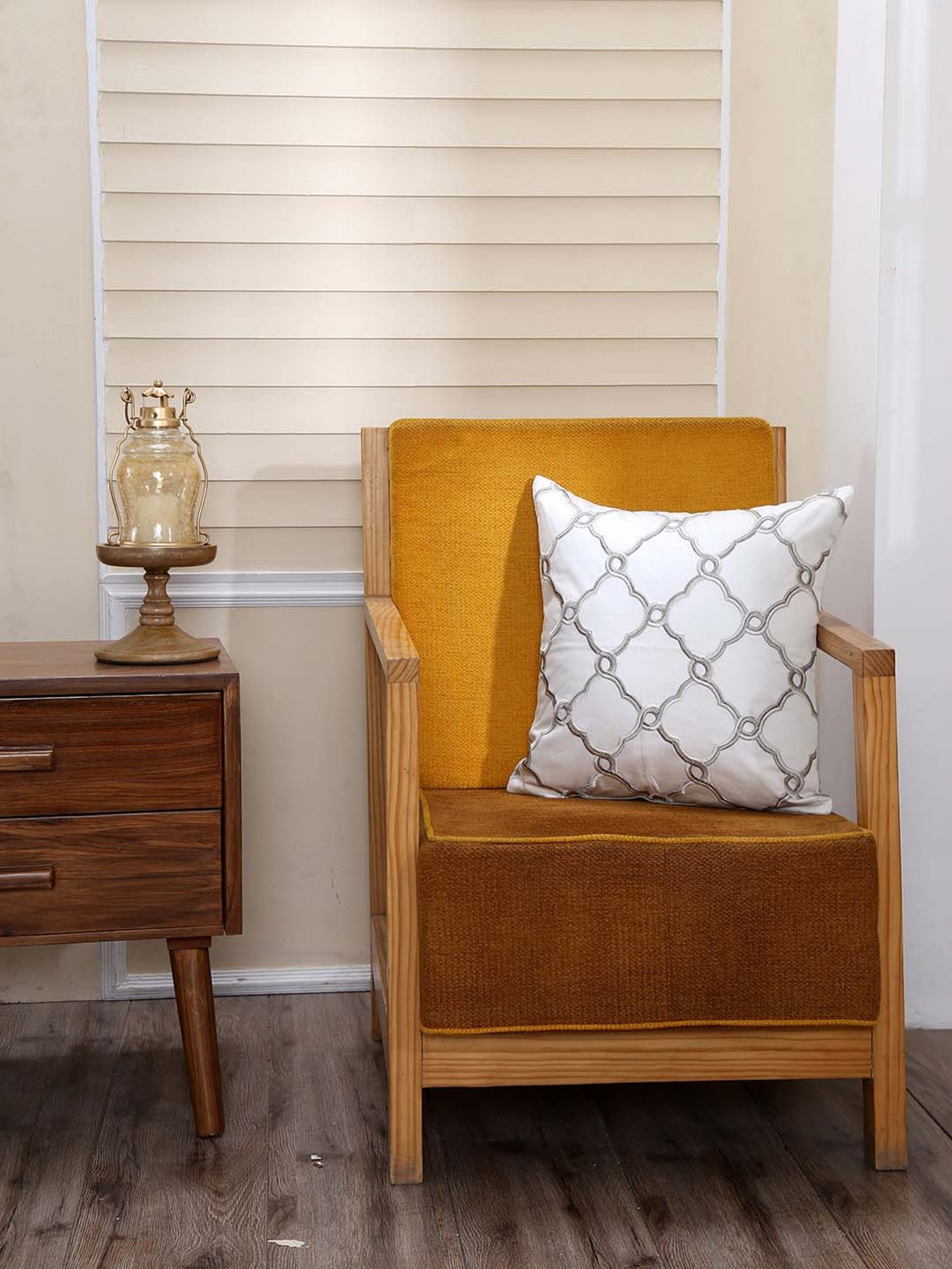 Maspar Fretwork Grey Cotton Cushion Cover