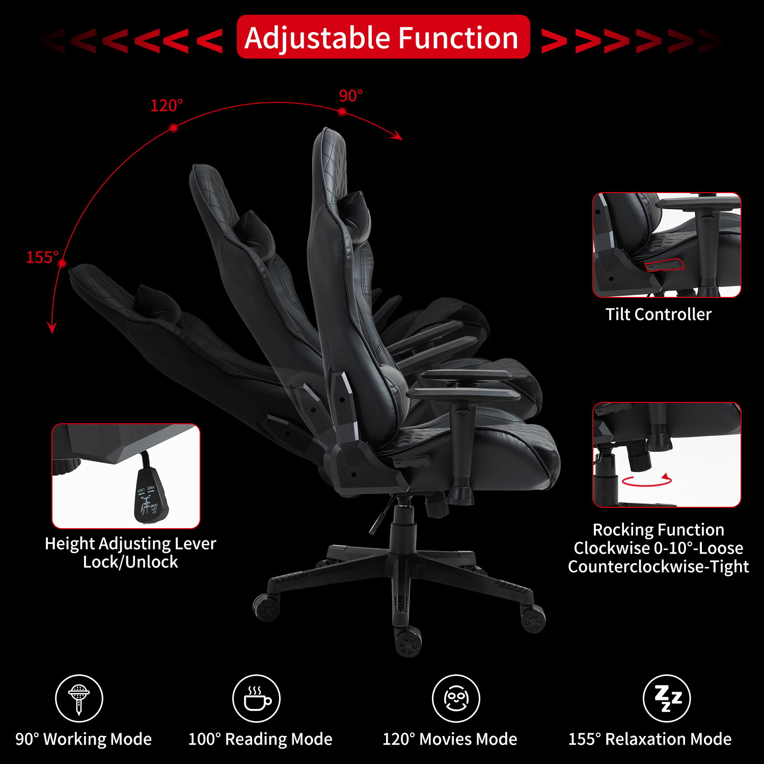 AMINITURE Gaming Chairs High Back Ergonomic Office Chair Racing Video Game Chair with Adjustable Armrests Headrest and Lumbar Pillow E-Sports Chair