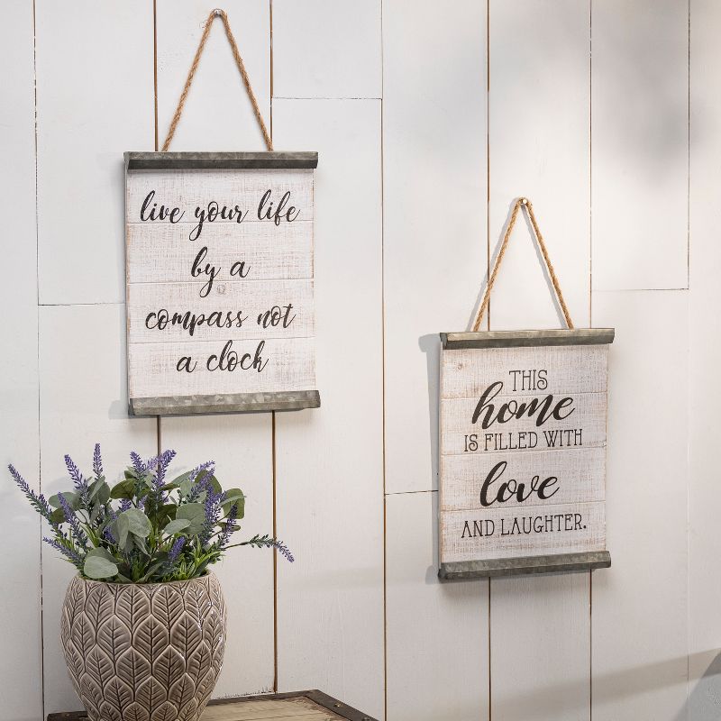 Gerson International 15.75-Inch High Assorted Wood and Metal Accent Wall D'ecor, Set of 2