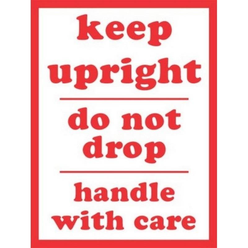 3" x 4" Keep Upright Do Not Drop Handle with Care Labels (500 per Roll)