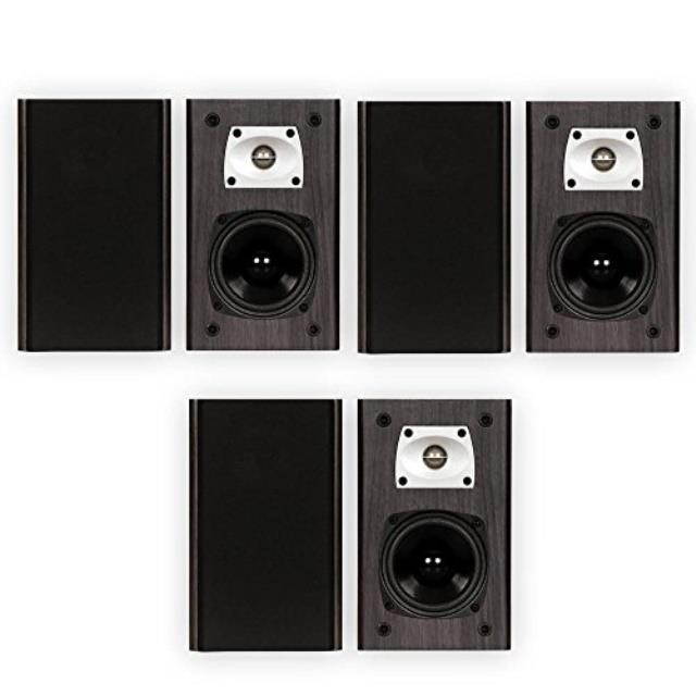 Theater Solutions B1 Black Bookshelf Speakers Surround Sound Home Theater Speaker 3 Pair Pack