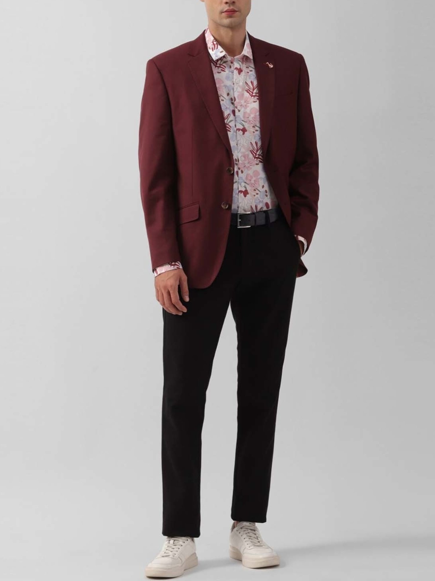 Simon Carter London Maroon Regular Fit Blazer