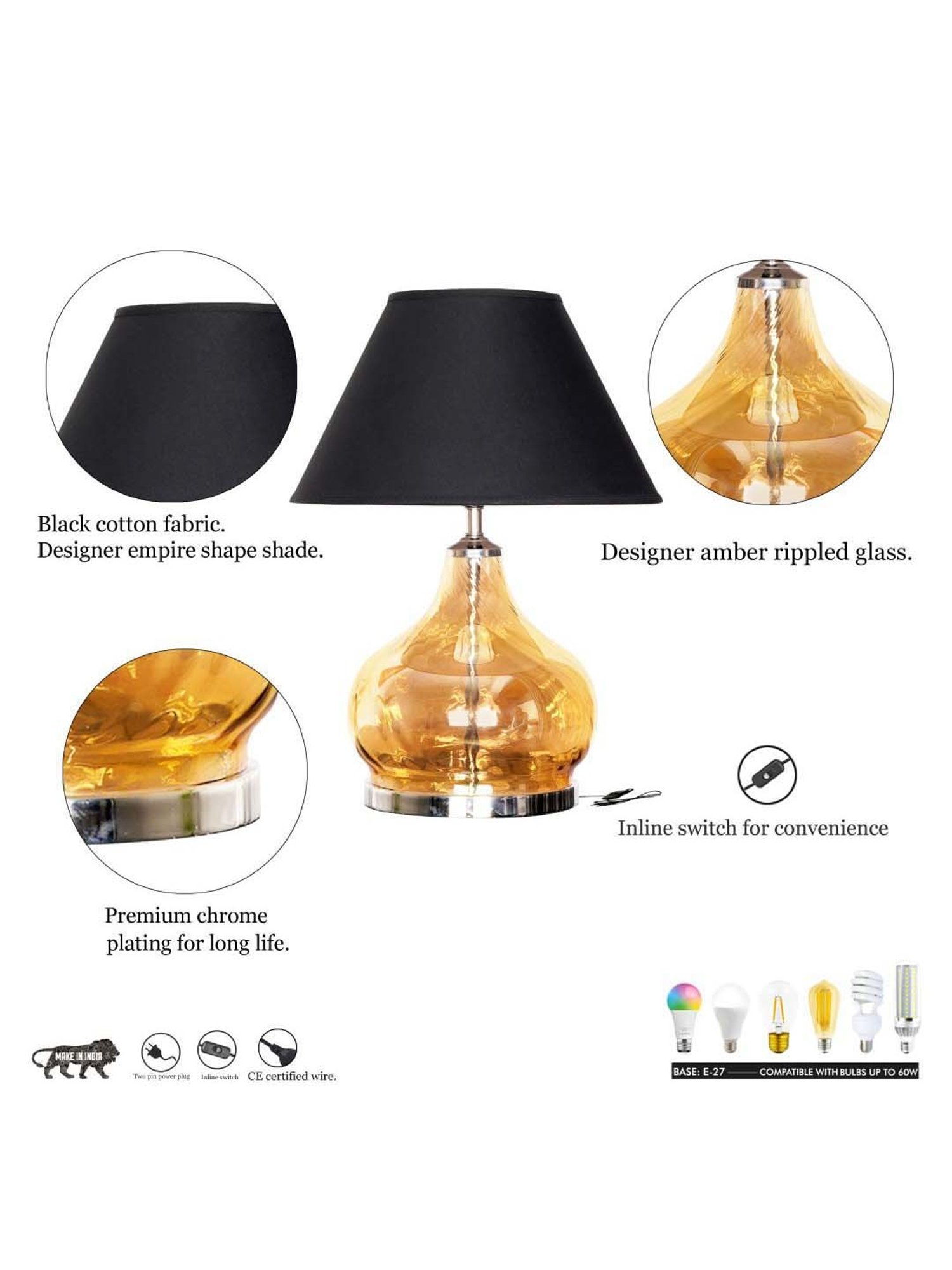 DecorativeRay Red PVC Study Table Lamp - Set of 1