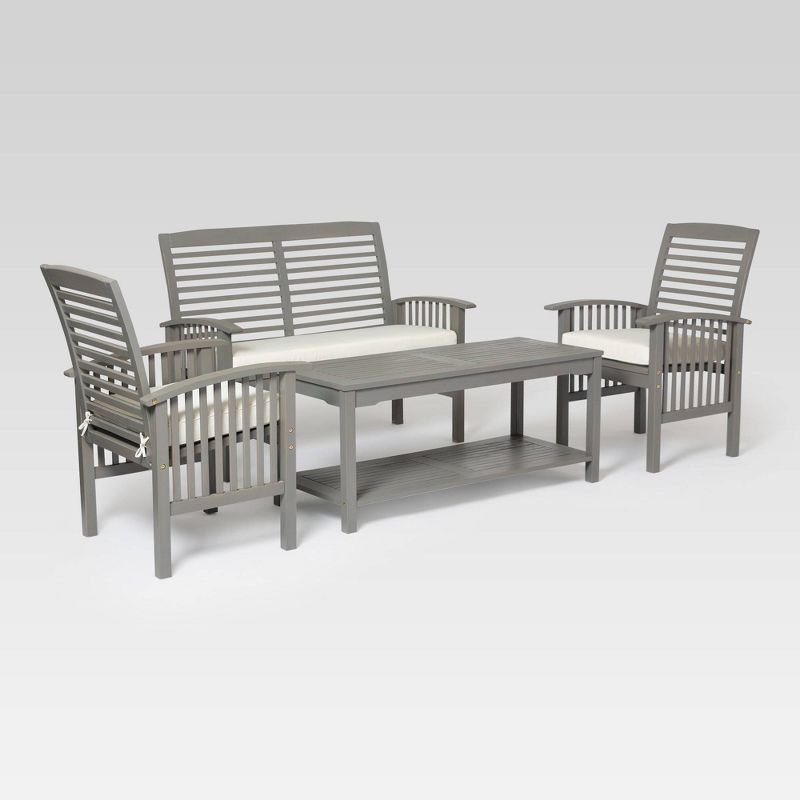 4pc Classic Outdoor Patio Chat Set - Gray Wash - Saracina Home