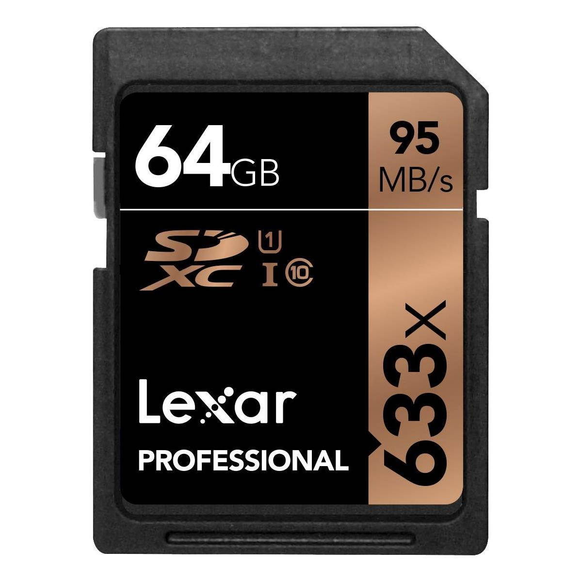Lexar 64GB Professional Class 10 UHS-I U1 633x SDXC Memory Card #LSD64GCB1NL633