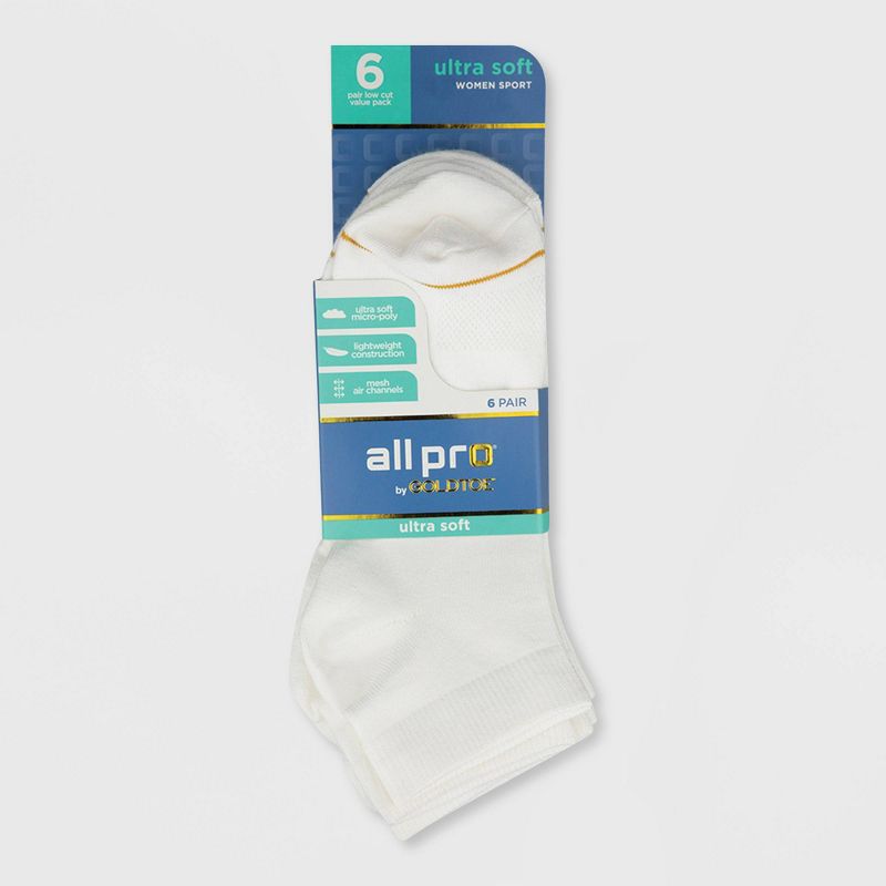 All Pro Women's 6pk Ultra Soft Low Cut Socks - White 4-10