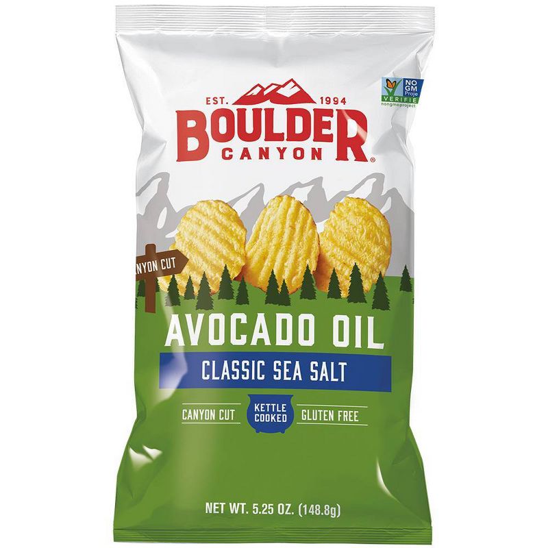Boulder Kettle Cooked Avocado Oil Canyon Cut Sea Salt Potato Chips - 5.25oz