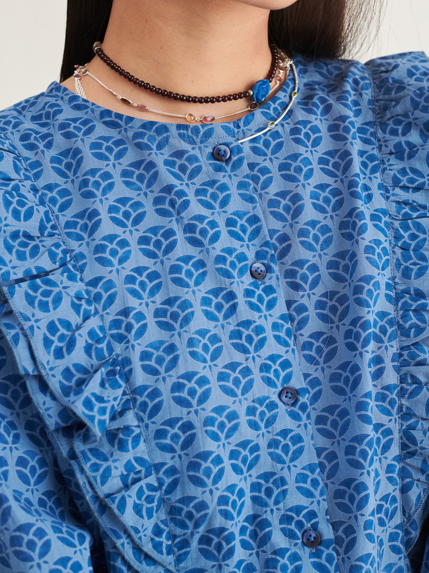 Prakriti Jaipur Indigo Frill Shirt