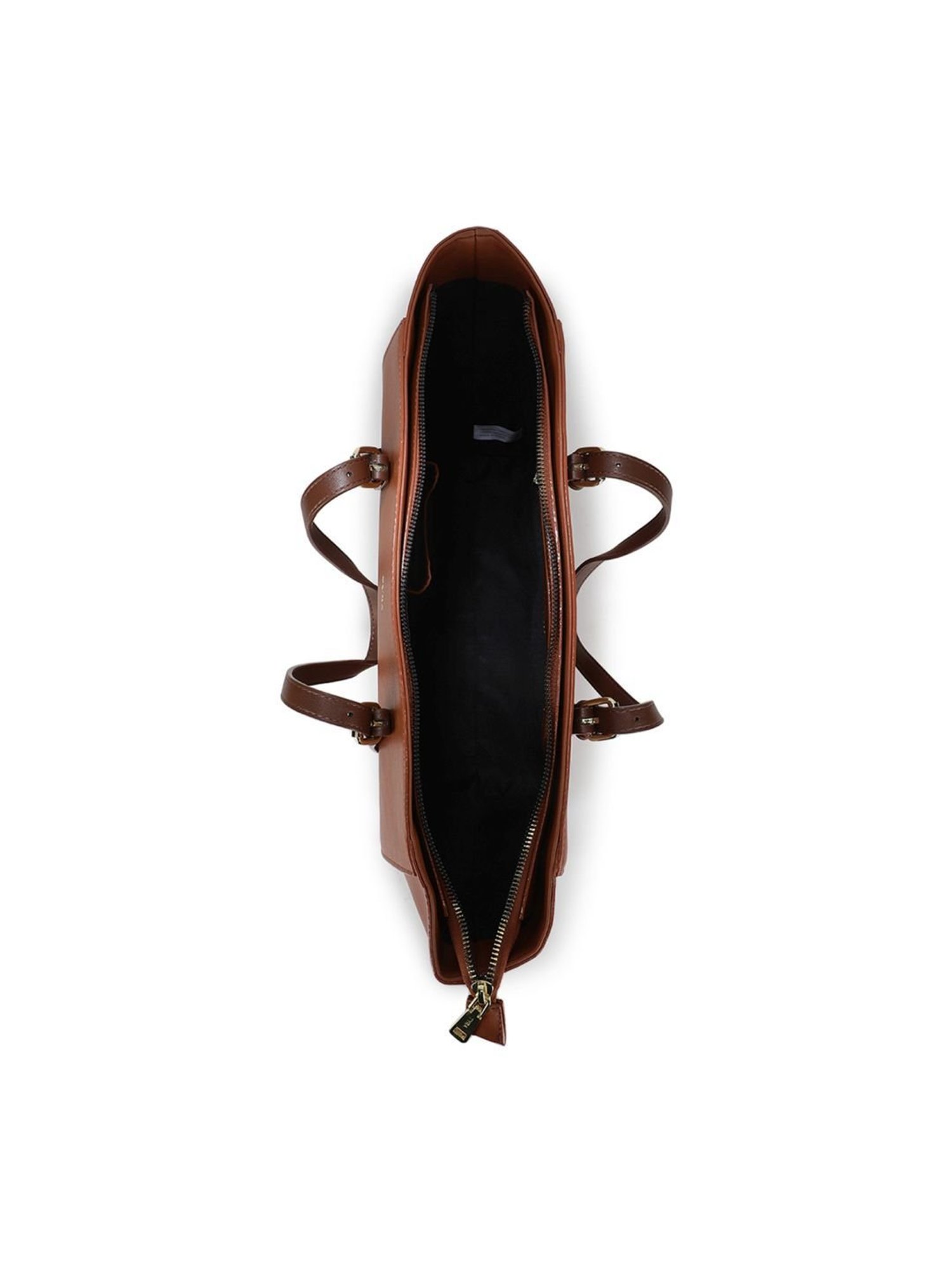 Tyra Abelia Brown Solid Faux Leather Tote Handbag