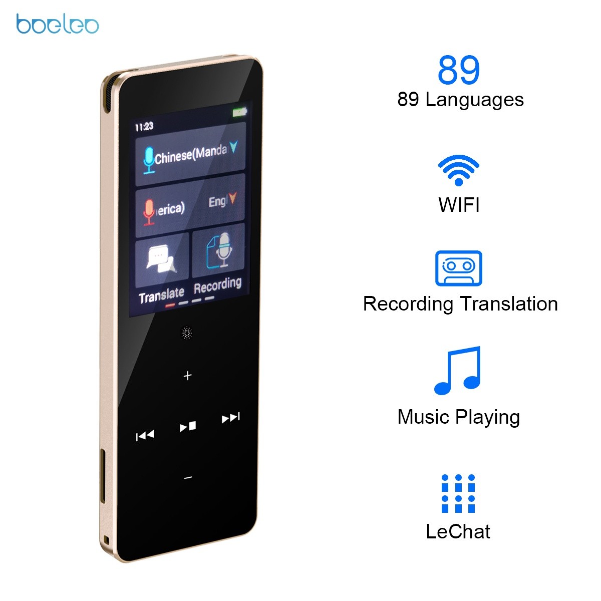 boeleo X1 Smart Voice Recording Translator Device Support 89 Languages Instant Two Way Translation WiFi/Hotspot/Offline/Music Playing/Group Chatting with 2.0 Inch TouchScreen for Learning Travel