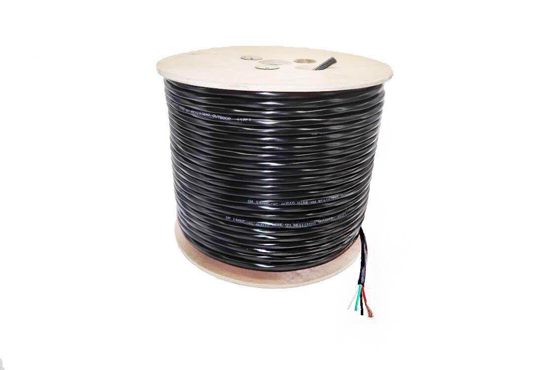 500FT Outdoor UV Protection Rated Professional Speaker Audio Cable 14AWG Direct Burial 14/4 Bulk Spool (500FT, 14/4)