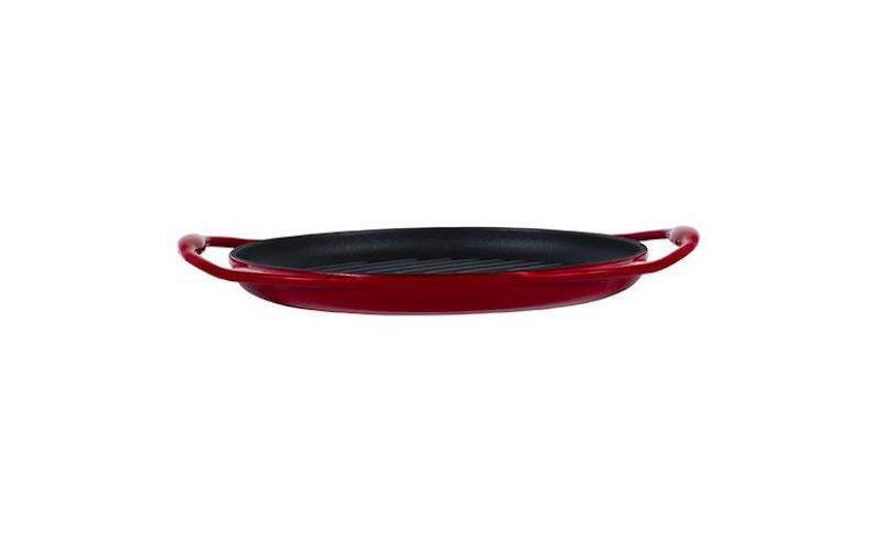 Cuisine & Company 10" Enameled Cast Iron Round Grill Pan Red