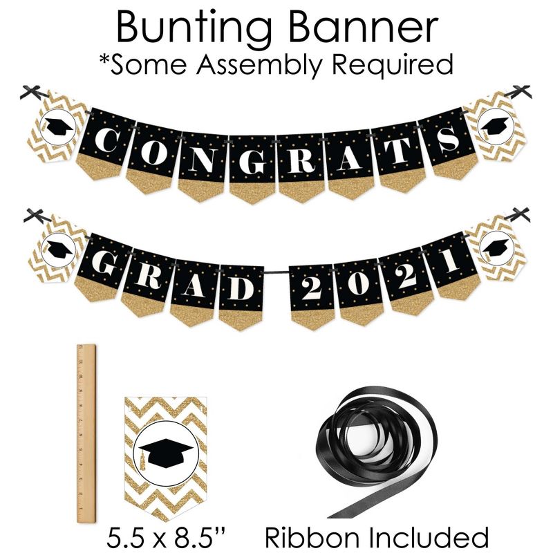 Big Dot of Happiness Tassel Worth The Hassle - Gold - Banner and Photo Booth Decorations - 2021 Graduation Party Supplies Kit - Doterrific Bundle