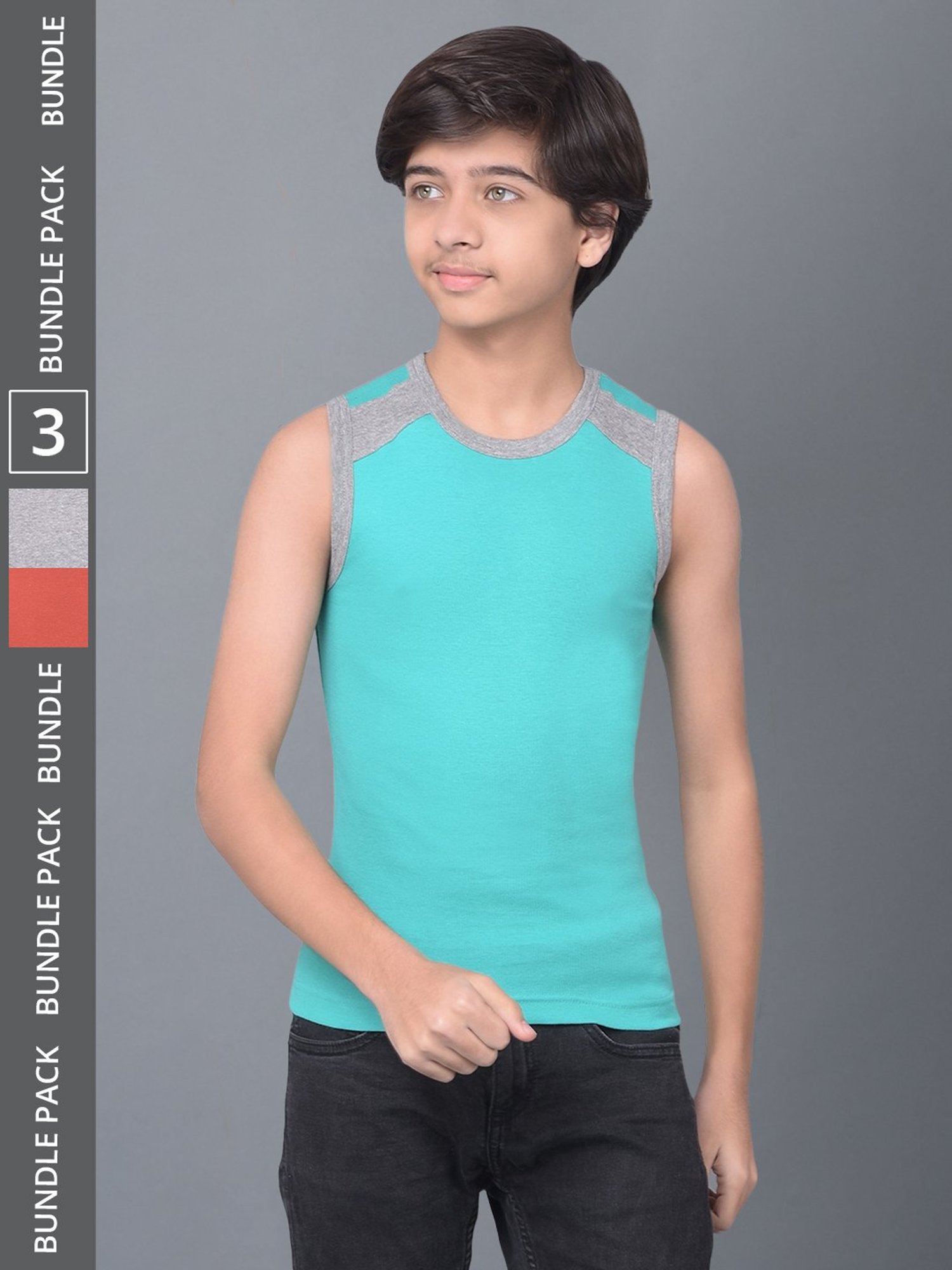 Dollar Bigboss Boys Multicolor Solid Gym Vest (Pack Of 3)