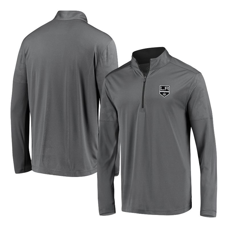 NHL Los Angeles Kings Men's Defender Embossed 1/4 Zip Sweatshirt - Gray M